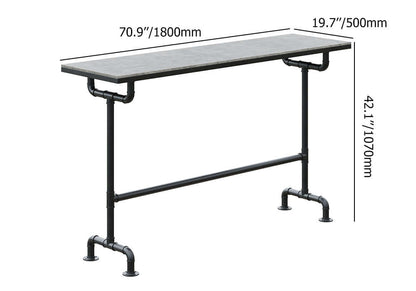 7 Delar Industriell Metall Utomhus Patio Bar Matset med Bord och Stolar