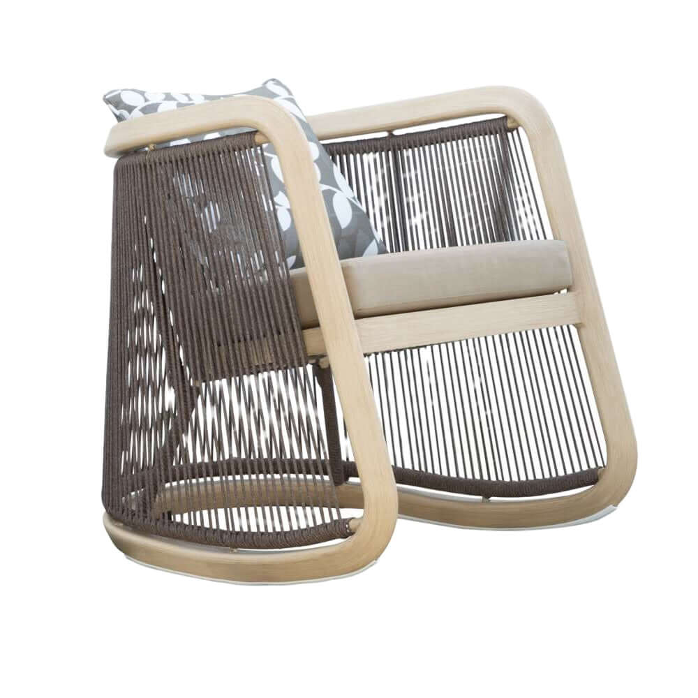 1 Styck Aluminium och Trä Utomhus Patio Gungstol Set med Rund Kaffe Bord