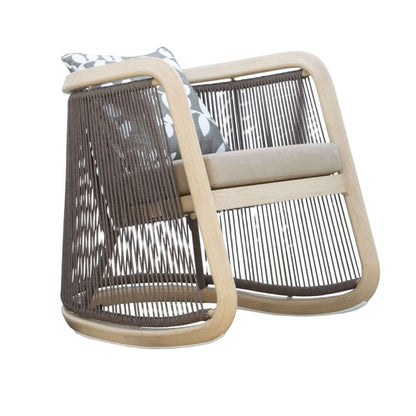 1 Styck Aluminium och Trä Utomhus Patio Gungstol Set med Rund Kaffe Bord