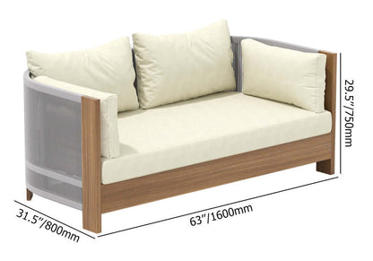 Utomhus Loungegrupp Med Runt Soffbord I Teak Och Repstol