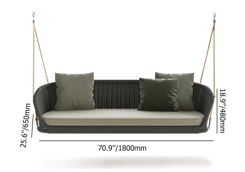 Bred Utomhus Rattan Svängsoffa Hängande Stol Med Kudde