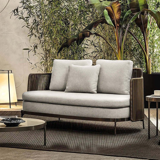 Rotting Patio Sofa 2Seater med fyrkantig kudde rygg