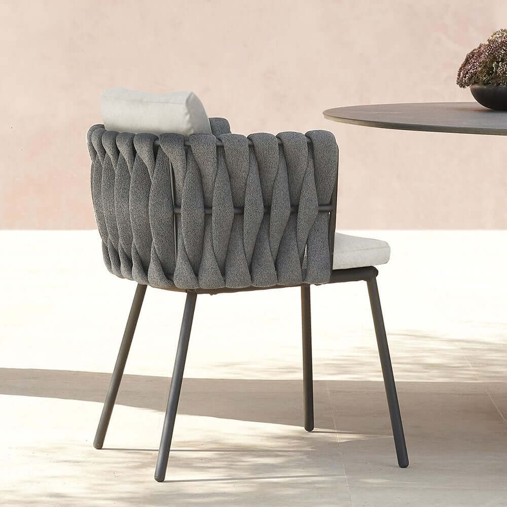 2 Delar Aluminium & Rep Utomhus Matstol Med Kudde I Kaffe