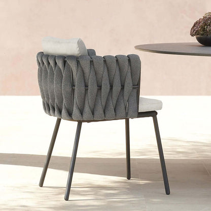 2 Delar Aluminium & Rep Utomhus Matstol Med Kudde I Kaffe