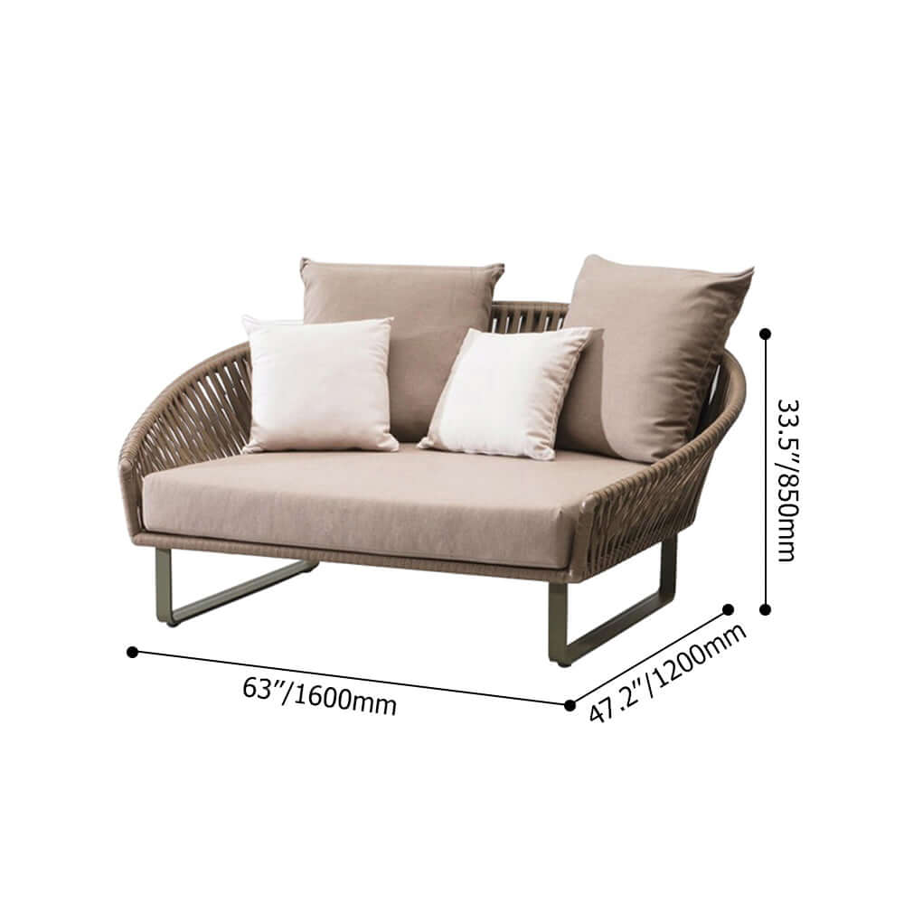 63 Tum Rattan Ute Dagbädd Med Khaki Kudde Aluminium Ram