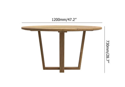 7 Delars Teak Utomhusmatset Runt Matbord Med 6 Stolar Naturlig