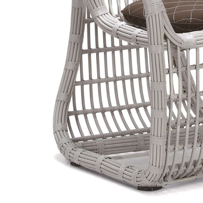 7 Delar Rattanfiber Utomhus Matgrupp Med Fat Stol Och Glasbord