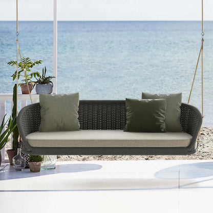 Bred Utomhus Rattan Svängsoffa Hängande Stol Med Kudde