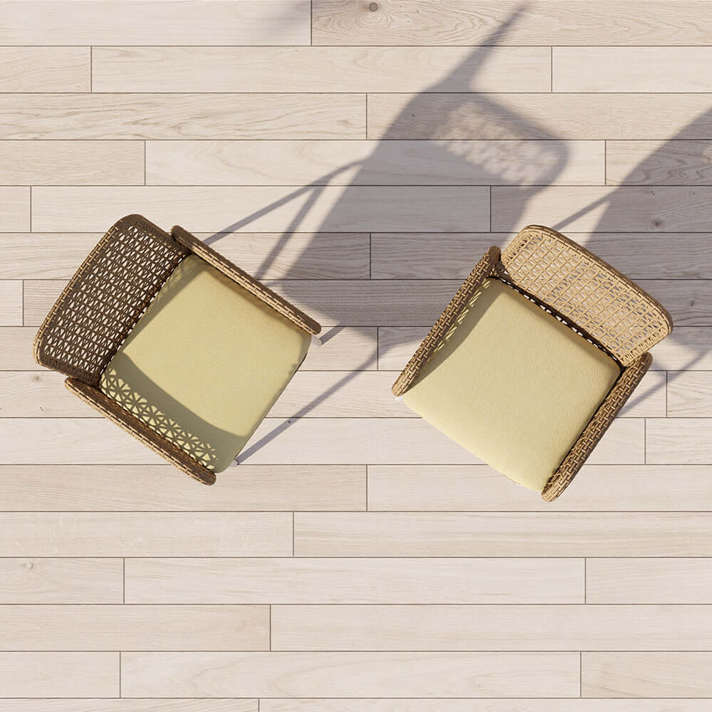 2 Stycken Bondgård Aluminium & Rattan Uteplats Stolar Set i Brunt