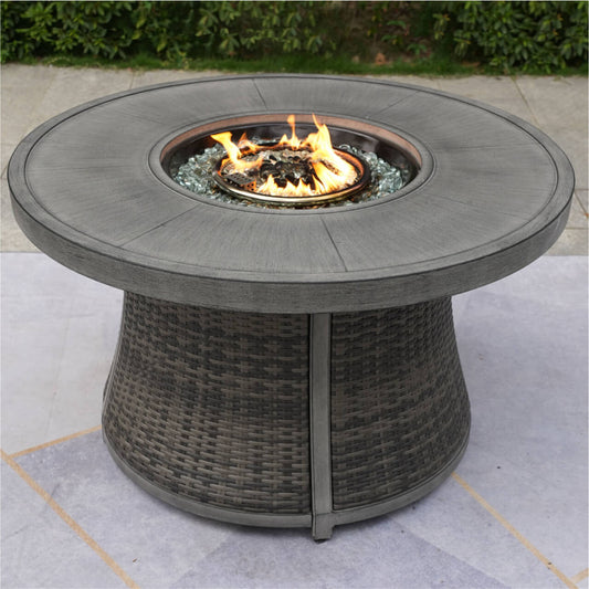 Direct Wicker Aluminium Rund Propan Eldstad Bord Med Dold Tank