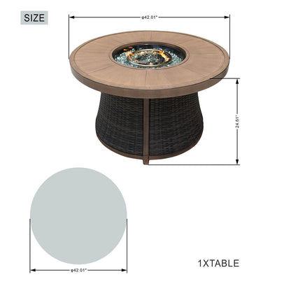 Direct Wicker Aluminium Rund Propan Eldstad Bord Med Dold Tank