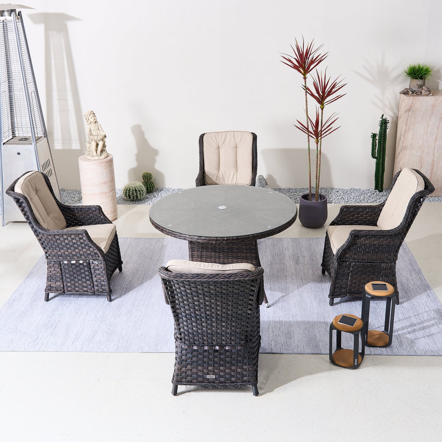 Ravenna 4-Seat Outdoor Dining Set – Round Dining Table (PAD-1709+010)