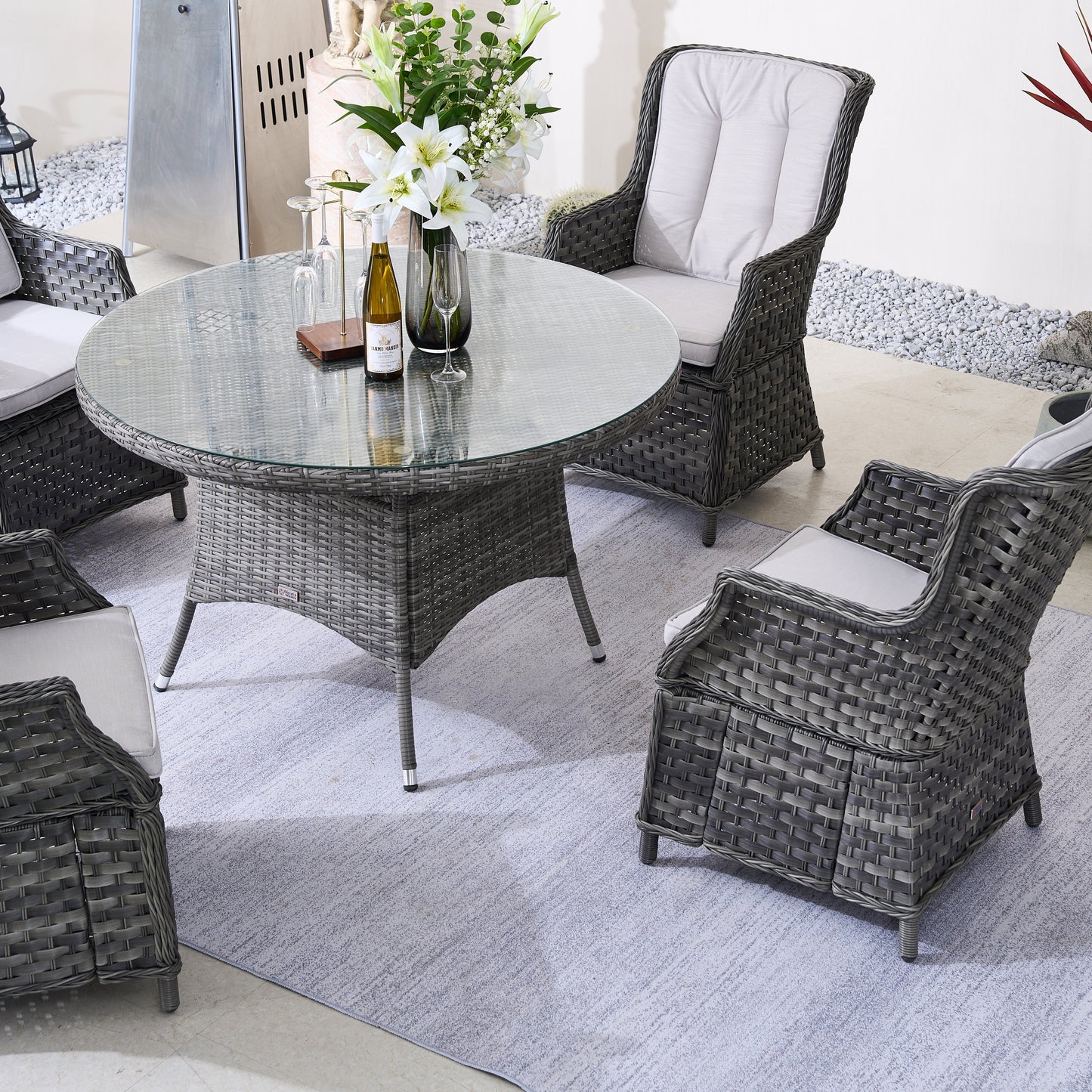 Ravenna 4-Seat Outdoor Dining Set – Round Dining Table (PAD-1709+010)