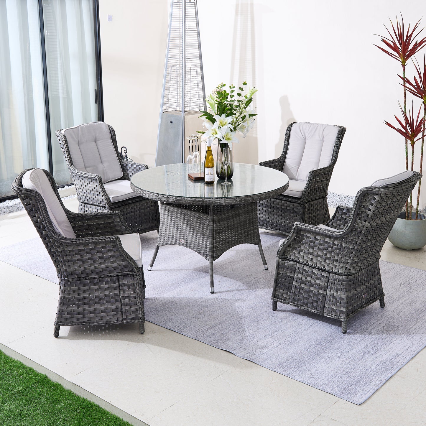 Ravenna 4-Seat Outdoor Dining Set – Round Dining Table (PAD-1709+010)
