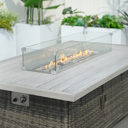 Direkt Wicker Högkvalitativ Aluminium Rörborste Bord med Rattan Eldstad Bord