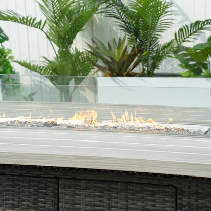 Direkt Wicker Högkvalitativ Aluminium Rörborste Bord med Rattan Eldstad Bord