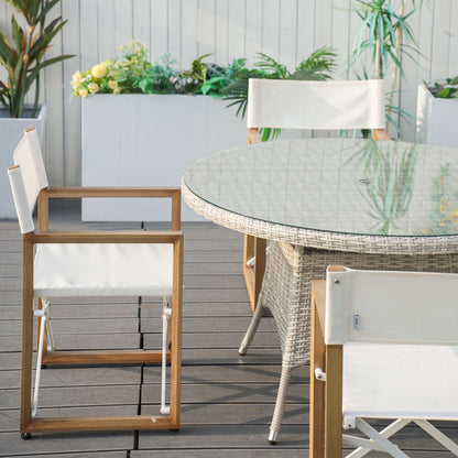 4-Sits Utomhus Matgrupp – Rund Matbord med Fällstolar