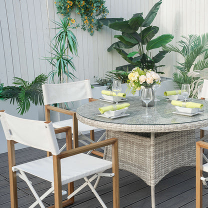 4-Sits Utomhus Matgrupp – Rund Matbord med Fällstolar