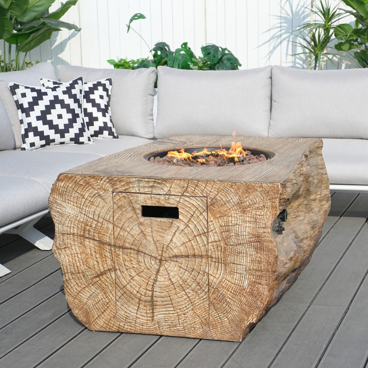 Direkt Wicker Högkvalitativa Teak Handtag Aluminium Dew Pipe Soffa Trädgårdsset Med Imiterad Trägranit Spisbord