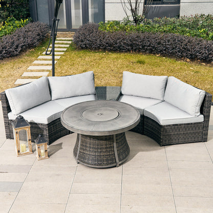 4-Sitts Utomhus Eldstad Set – Rund Eldtabell (PAS-1205B+G3R521E)
