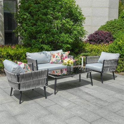 Direct Wicker Aluminum Frame Wicker Sofa Set with Coffee Table PAS-1649B