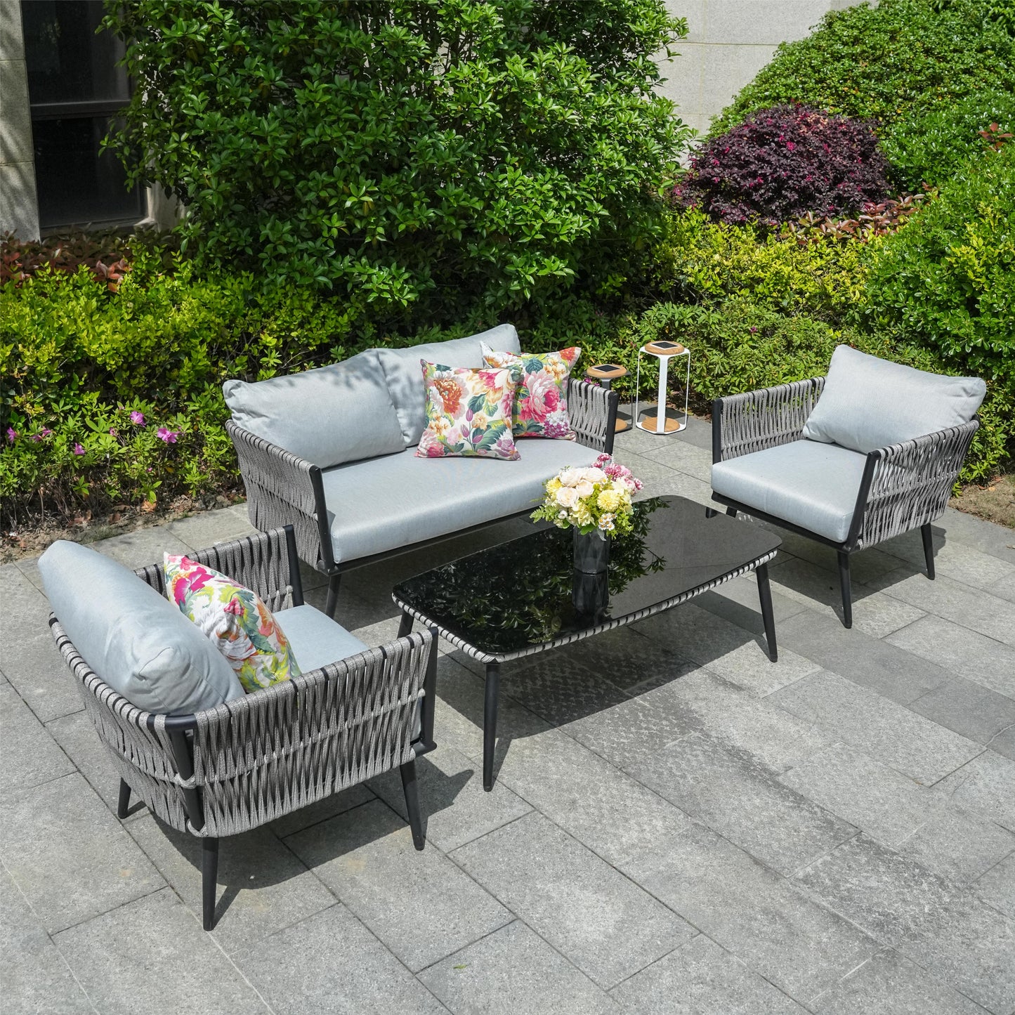 Direct Wicker Aluminum Frame Wicker Sofa Set with Coffee Table PAS-1649B