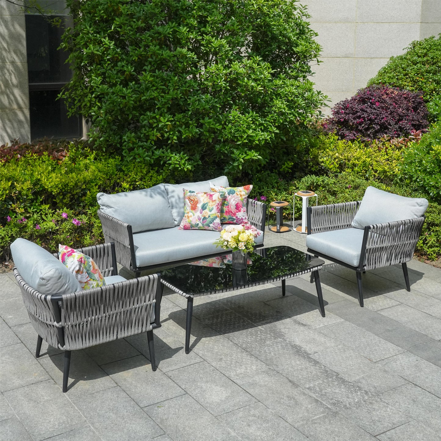 Direct Wicker Aluminum Frame Wicker Sofa Set with Coffee Table PAS-1649B