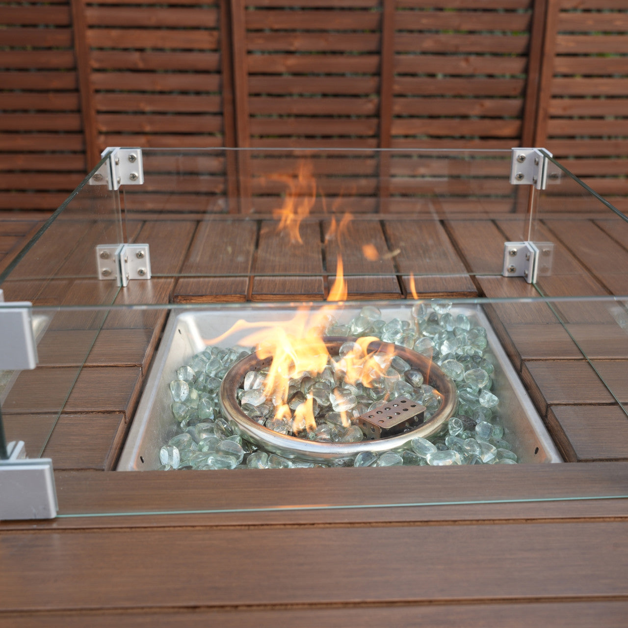 Direct Wicker 6 Seats Rectangular Aluminum Painted Fire Table with Ice Bucket and Fireplace (PAG-1106FI-Table)