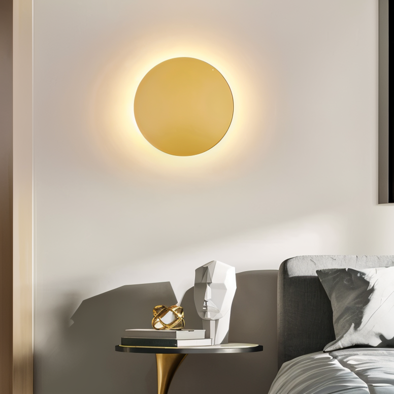 FullHalo Vägglampa - Rund svart/vit/guld vägglampa i metall - Modern vägglampdesign