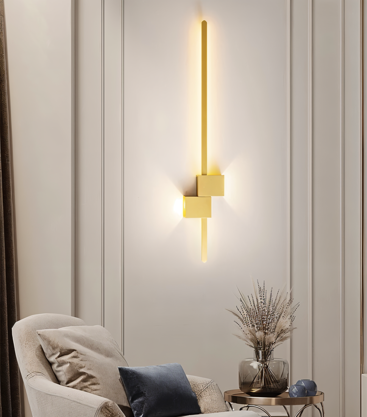 The Line vägglampa - Minimalistisk svart lång LED-vägglampa