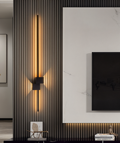 The Line vägglampa - Minimalistisk svart lång LED-vägglampa