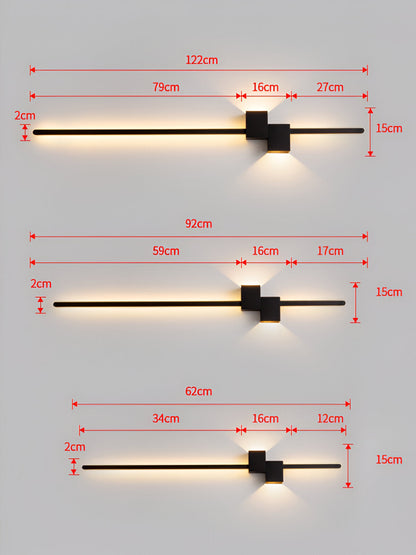 The Line vägglampa - Minimalistisk svart lång LED-vägglampa