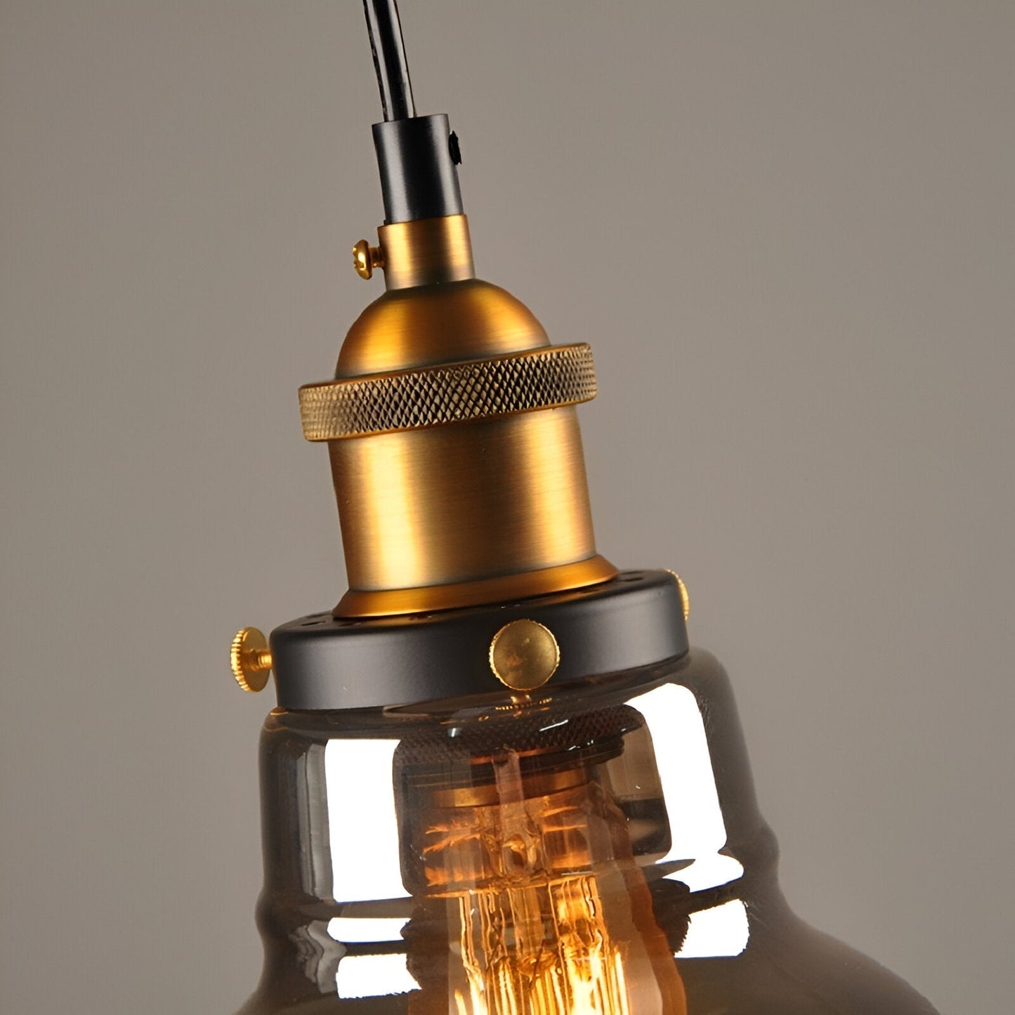 VintaLoft Taklampa - Taklampa i rökt glas - Vintage hängande lampa