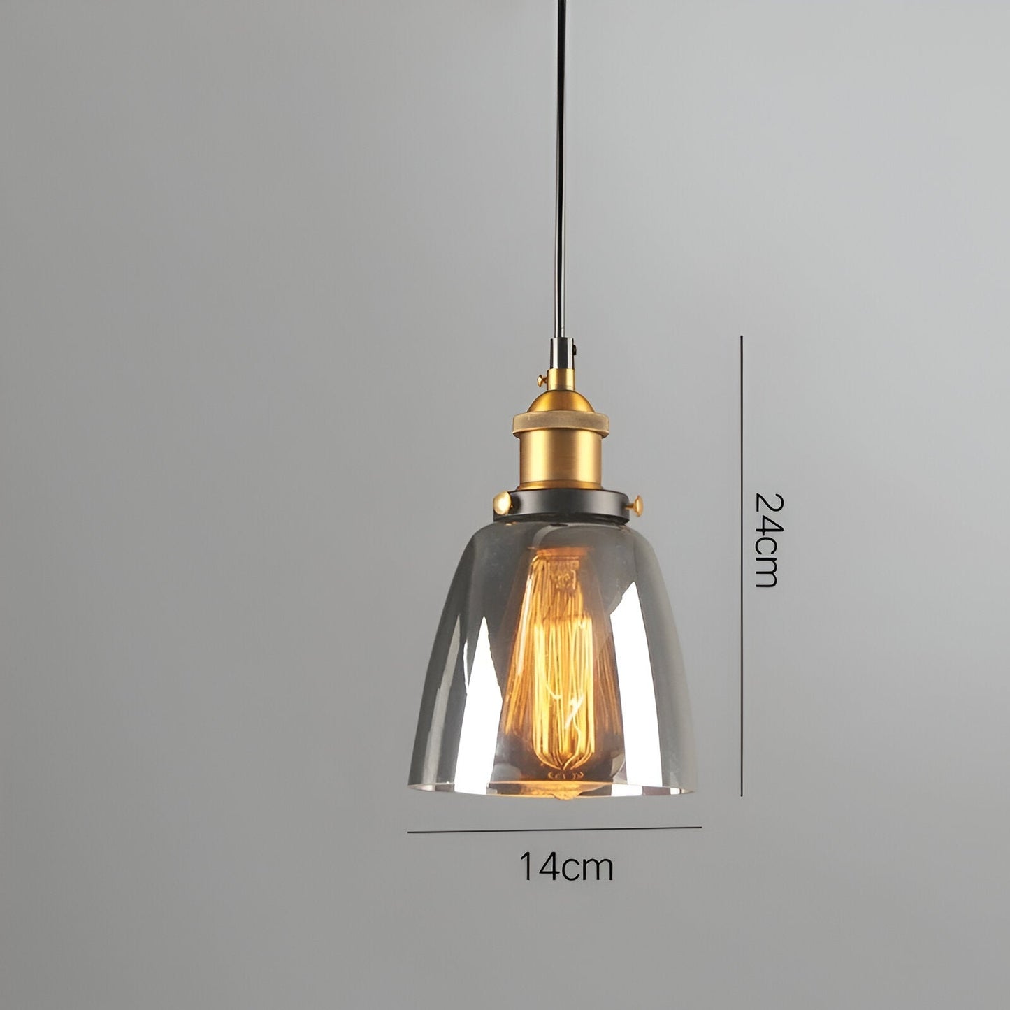VintaLoft Taklampa - Taklampa i rökt glas - Vintage hängande lampa