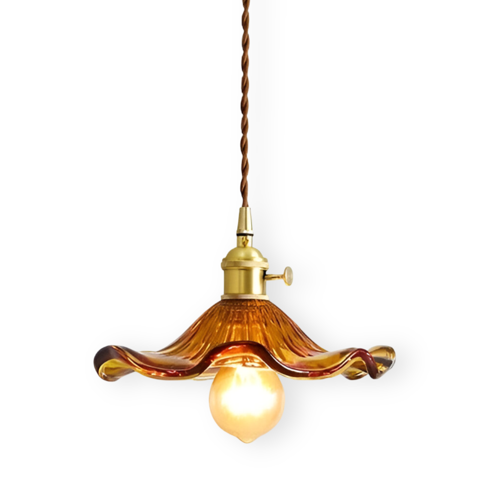 Levande Glas Pendellampa med Kopparaccent - Elegant Inredning