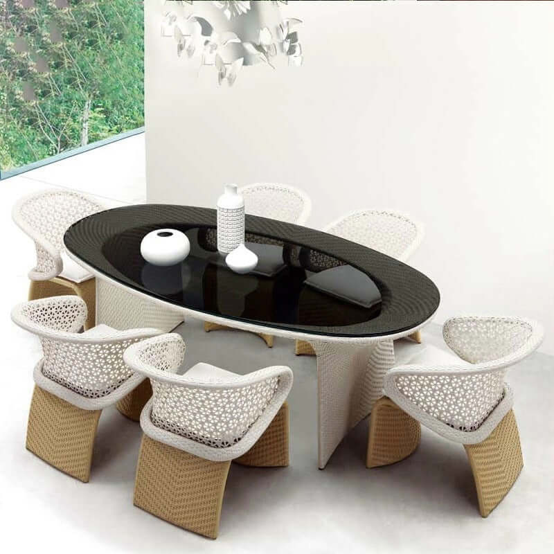 Hofer Utomhus Patio Matgrupp 5 Delar 63 Tum Oval Bord