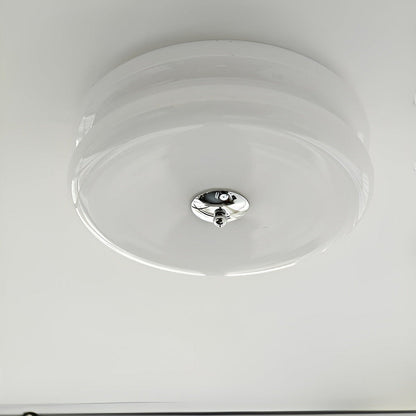BauhausGleam - Taklampa i Krämfärgat Glas - Rund Utanpåliggande LED-Lampa
