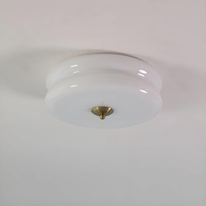 BauhausGleam - Taklampa i Krämfärgat Glas - Rund Utanpåliggande LED-Lampa