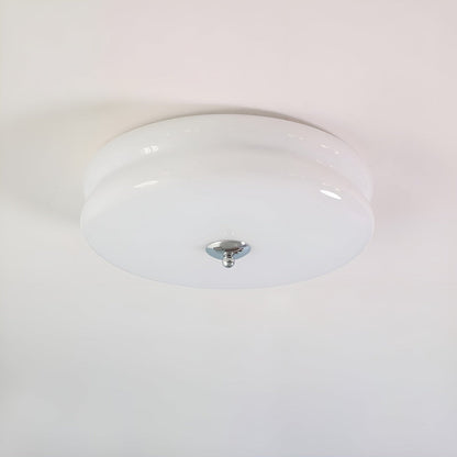 BauhausGleam - Taklampa i Krämfärgat Glas - Rund Utanpåliggande LED-Lampa