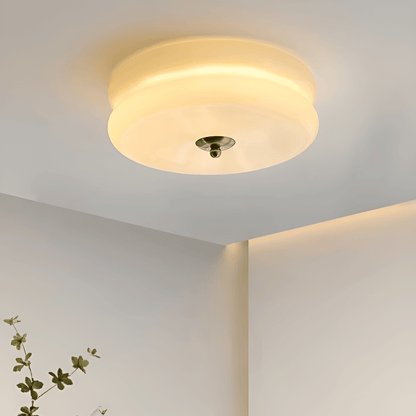 BauhausGleam - Taklampa i Krämfärgat Glas - Rund Utanpåliggande LED-Lampa