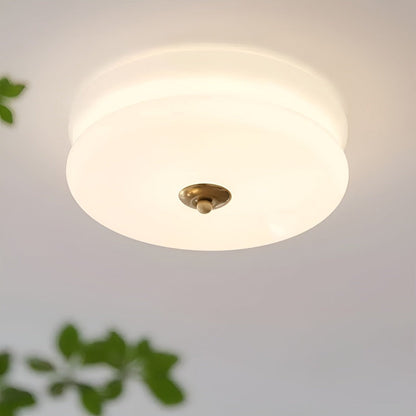 BauhausGleam - Taklampa i Krämfärgat Glas - Rund Utanpåliggande LED-Lampa