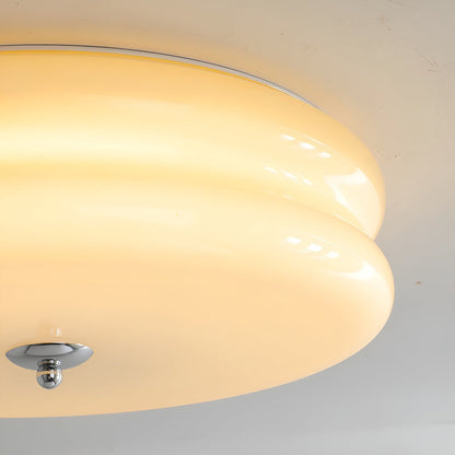 BauhausGleam - Taklampa i Krämfärgat Glas - Rund Utanpåliggande LED-Lampa