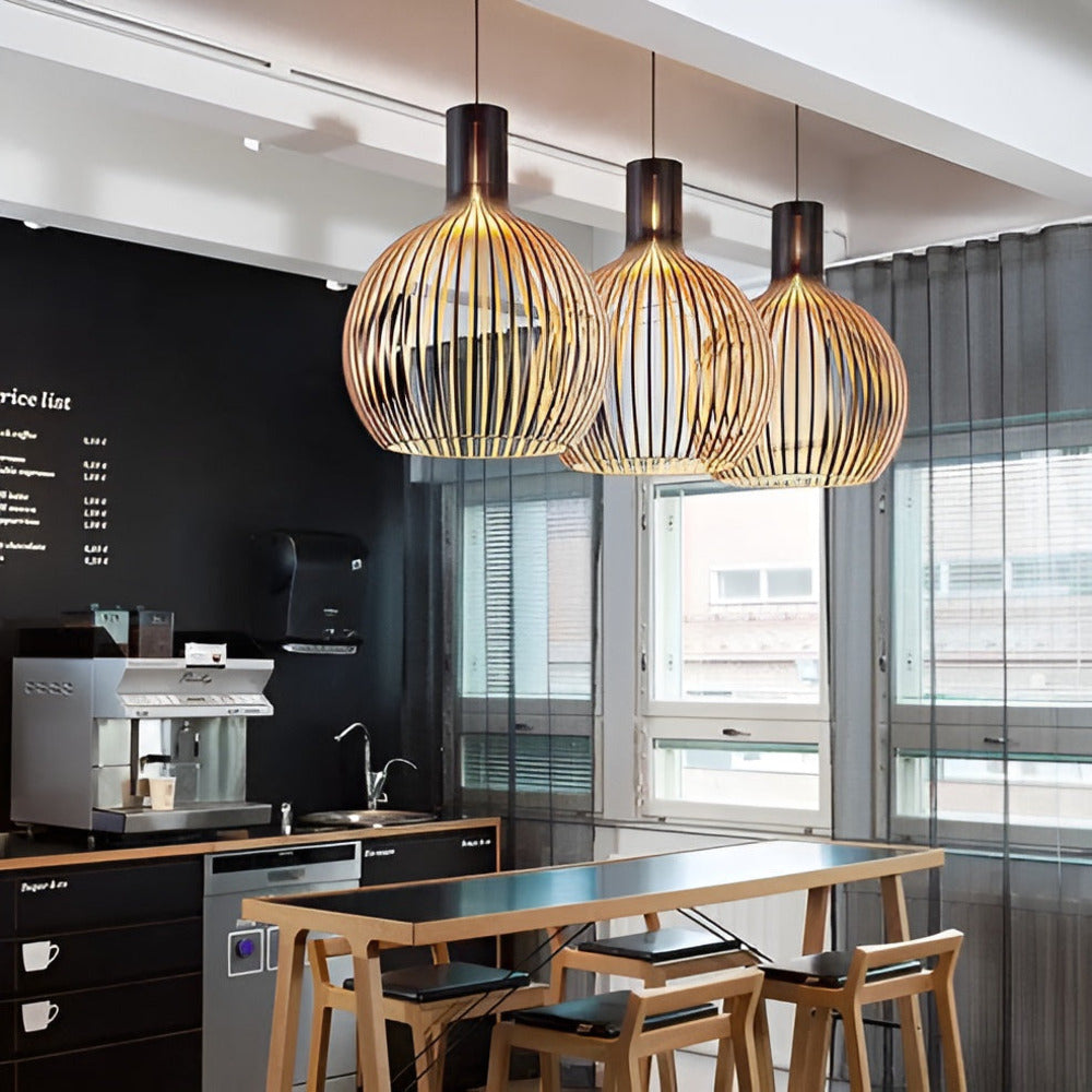 Nordic Wood Taklampa – Vintage Taklampa i Trä med Rustik Design för Vardagsrum
