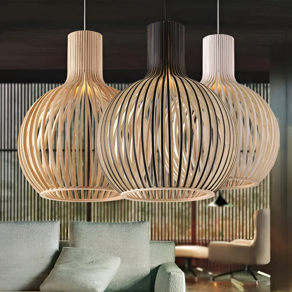 Nordic Wood Taklampa – Vintage Taklampa i Trä med Rustik Design för Vardagsrum