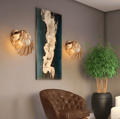 ChicShell - Minimalistisk Vägglampa med Glasskal och Tryckknappsbrytare