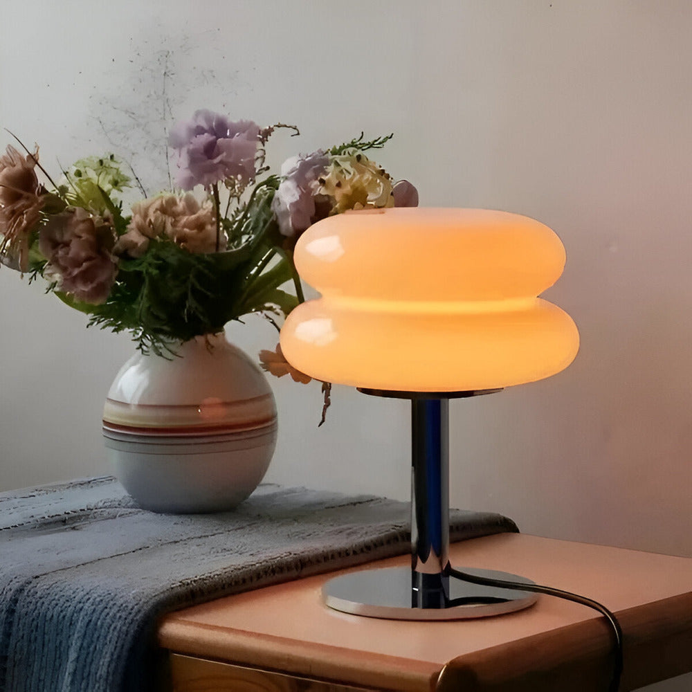 Macaron Inspirerad Bordslampa - Elegant Bordslampa i Glas för en Livlig Rumsatmosfär