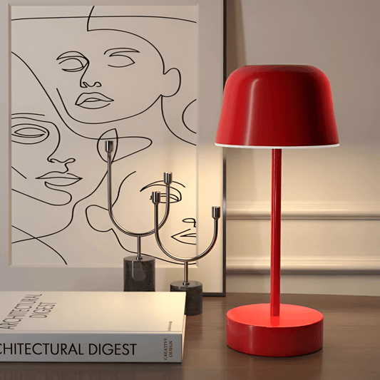 Färgglad LED-bordslampa i retrodesign, trådlös, USB