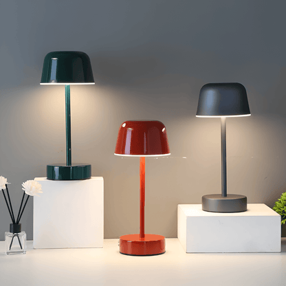 Färgglad LED-bordslampa i retrodesign, trådlös, USB