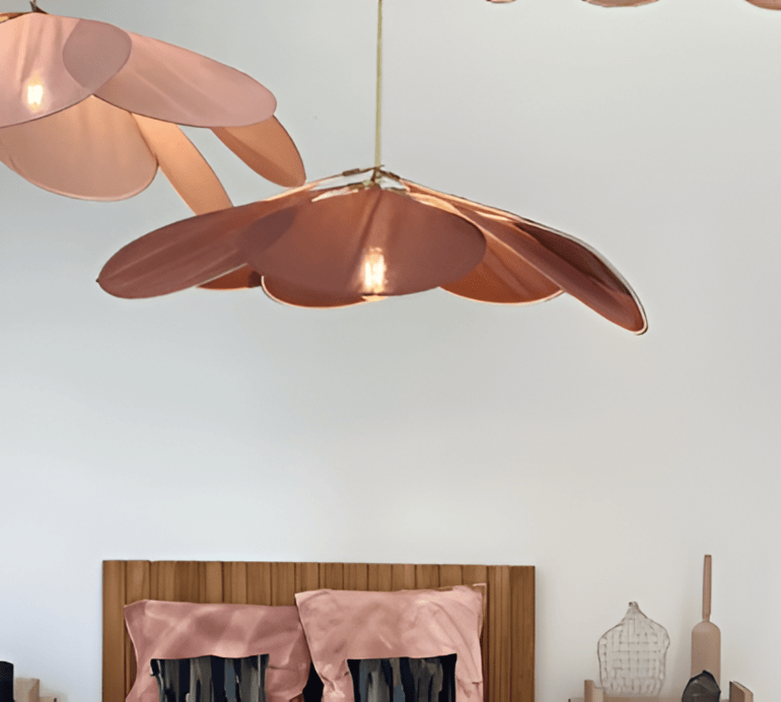 FloryVint Taklampa – Vintage Hänglampa med Blomdesign i Tyg för Vardagsrum