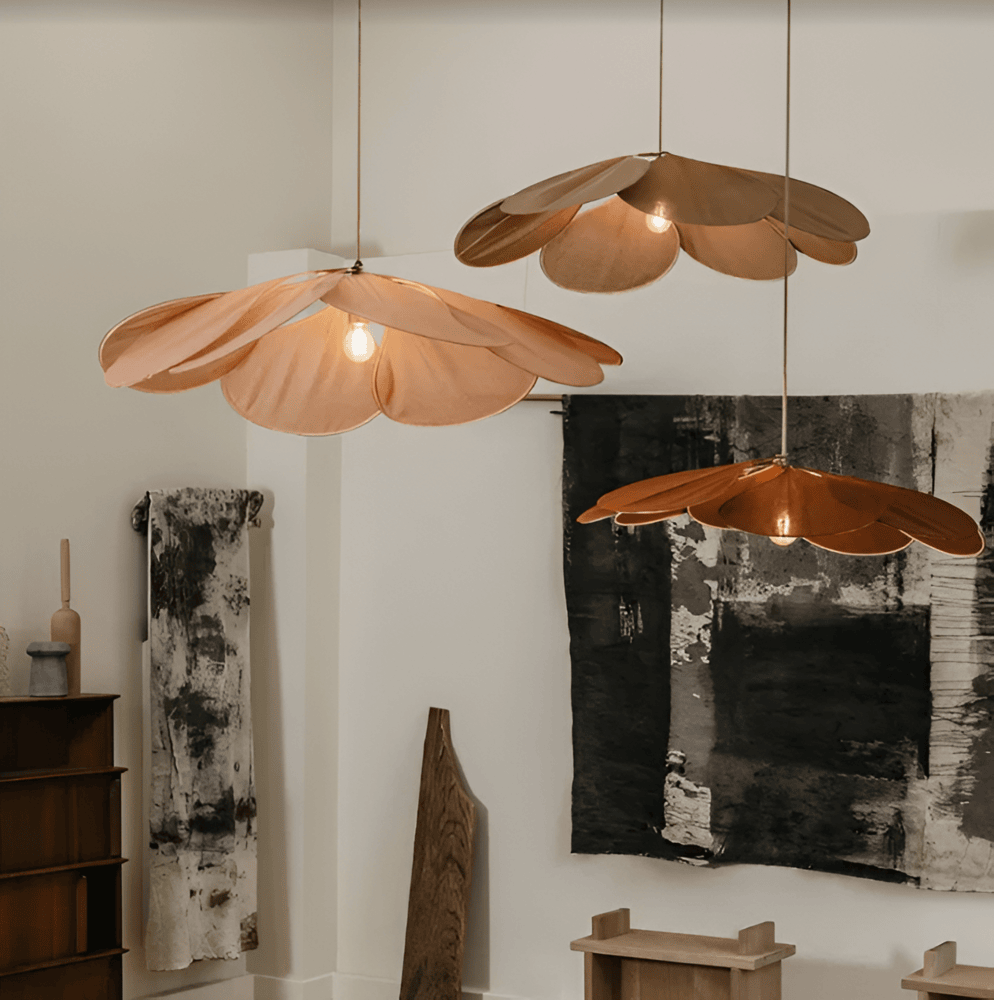 FloryVint Taklampa – Vintage Hänglampa med Blomdesign i Tyg för Vardagsrum